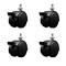 Service Caster 2'' Black Metal Hood Twin Caster Locking Nylon Wheel 5/16 Thread Stem, 4PK SCC-TS02S50D-NYS-FB-B-5161812-4 - alternate 1